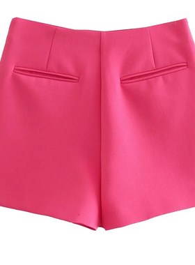 极速TRAF 2022 Green Sqhorts Women High Waist Casual Shorts W