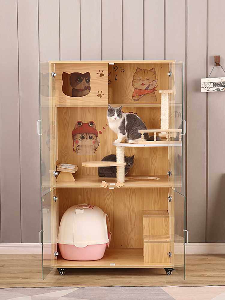 极速新款实木猫别墅实木猫笼猫窝猫房子J猫柜笼家用钢化玻璃猫屋,宠物/宠物食品及用品,猫笼子/猫别墅,淘宝优惠券,粉丝福利购,淘宝优惠卷