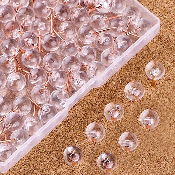 极速100Pccs/Box Acrylic Metal Thumbtack Push Pins Head For C