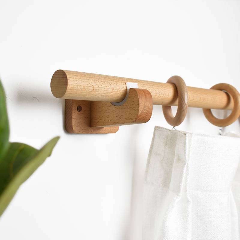 极速ins原木风榉木窗帘杆罗马杆单杆日式M民宿窗帘杆门帘杆木杆打