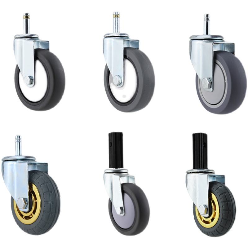 极速。4寸100*27餐车轮子小A餐车万向轮方管不锈钢塑料插杆静音通