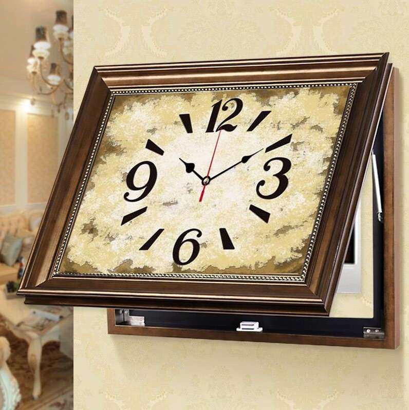 极速新中式美式电表箱装饰画x带钟表遮挡配电箱电源开关饭厅挂画