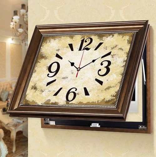 极速新中式美式电表箱装饰画x带钟表遮挡配电箱电源开关饭厅挂画