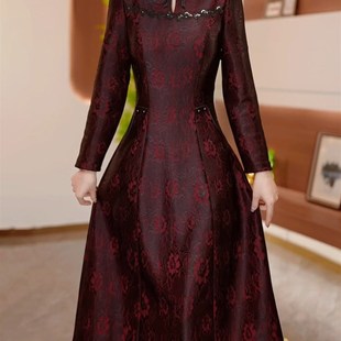 妈妈礼 H十月一喜婆婆婚宴装 国风改良旗袍连衣裙2025新款 春秋长袖