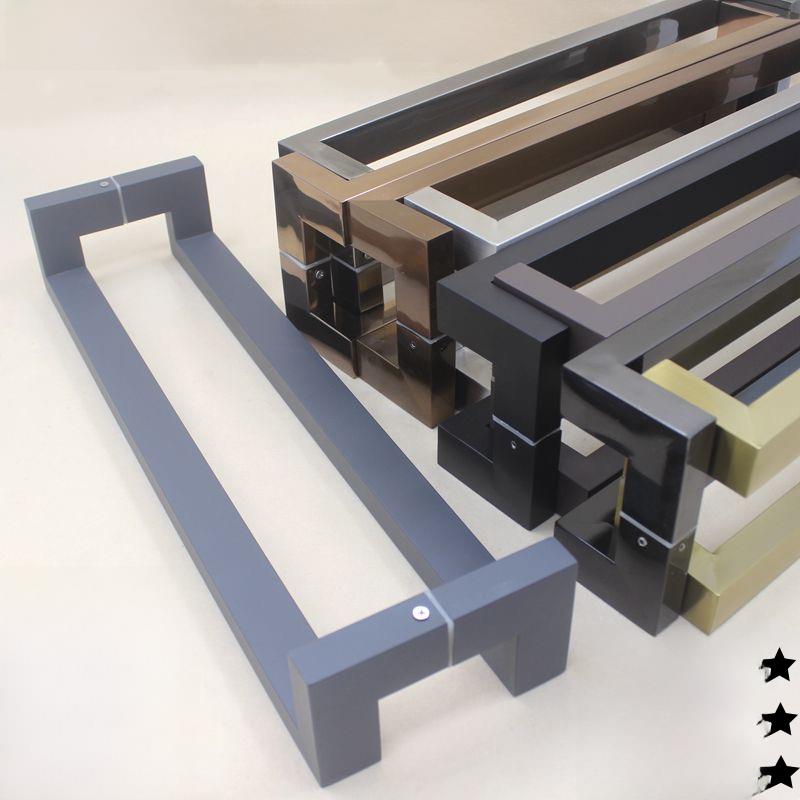 方管双弯加厚玻璃门把手不锈钢门把手木门办公室门亚黑高档门把手