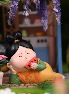 古风少女唐仕女摆件树脂中式办公室桌面装饰可爱车载创意生日礼物