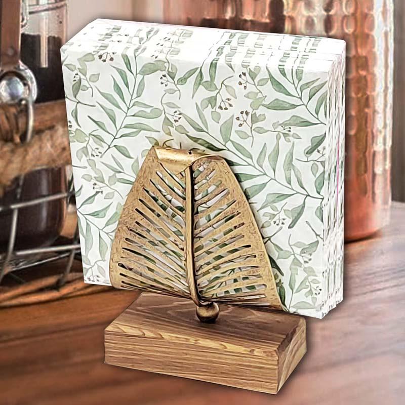 北欧实木座树叶餐巾纸架托厨房桌面餐厅纸巾座放纸夹立式创意专利