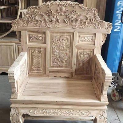 北方老榆木中式彷古老板椅白茬白胚坯办公主椅实木大班椅麒麟宝座