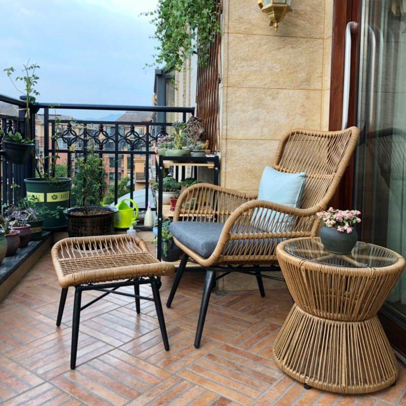 休闲藤椅三件套阳台桌椅茶几脚托组合靠背椅单人藤编沙发躺椅懒人,住宅家具,桌椅套件,淘宝优惠券,粉丝福利购,淘宝优惠卷