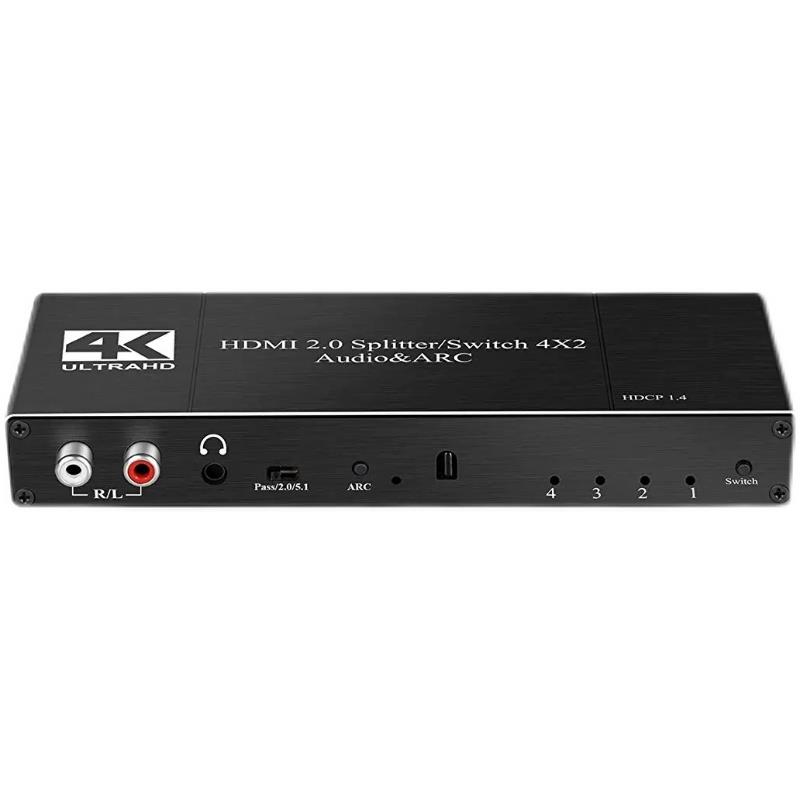 4K分屏矩阵HDMI四进二出ARC切换器60音频分离器分配器二合一电视