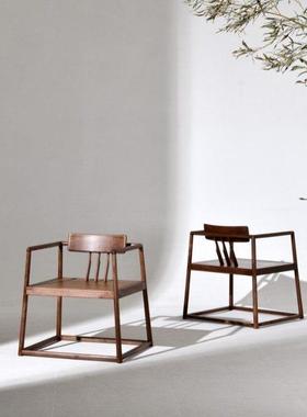 新中式实木禅椅黑胡桃木圈椅简约现代官帽椅明式家具茶椅主椅