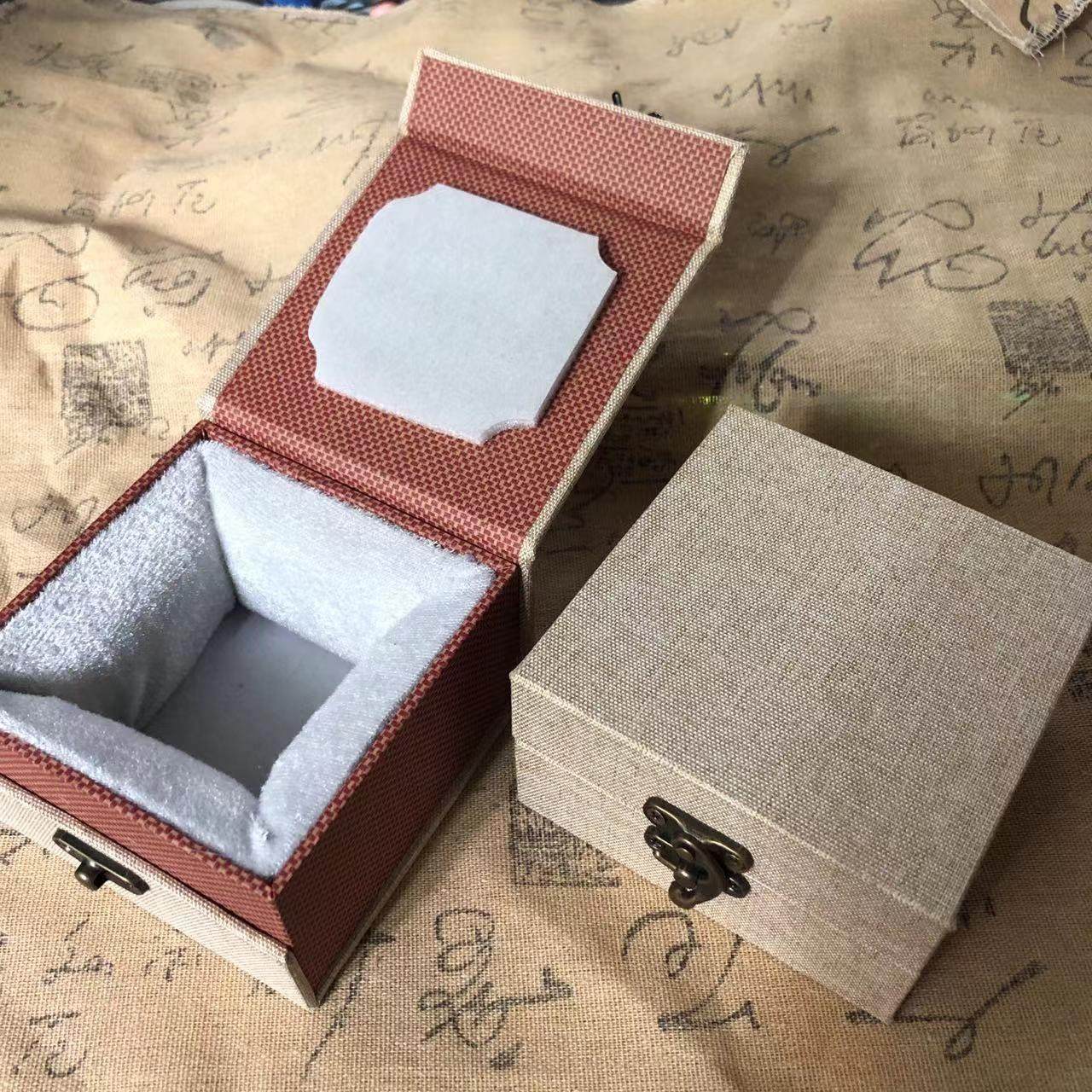 锦盒书法礼品瓷器盒子内衬泡棉高包铜扣覆古麻布收纳收藏包顶通用