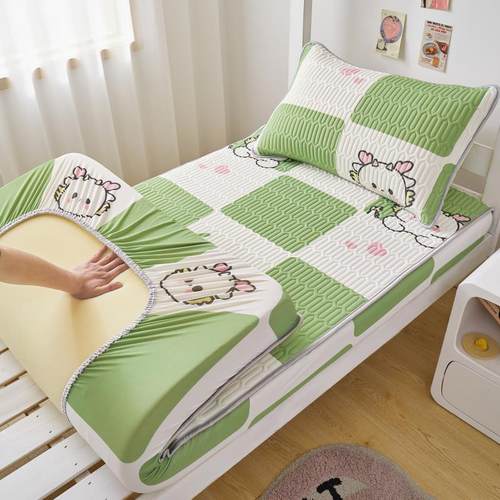 乳胶凉席三件套冰丝席学生宿舍单人防滑床笠可折叠空调软席二件套