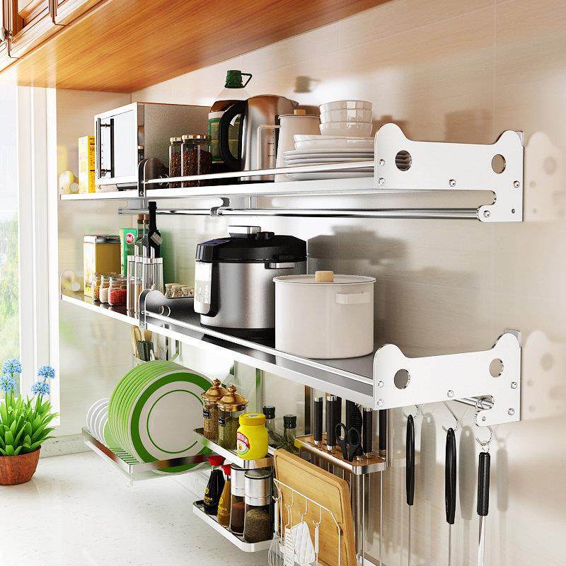 304不锈钢厨房置物架壁挂式墙上微波炉调味料收纳挂架支架省空间,厨房/烹饪用具,厨房置物架/置物柜/角架,淘宝优惠券,粉丝福利购,淘宝优惠卷