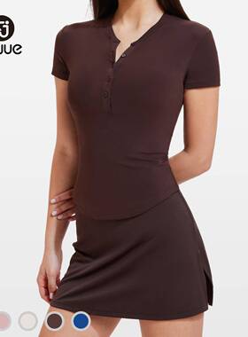 才爵亨利衫短袖套装女夏透气修身显瘦辣妹裸感速干短裙运动套装女