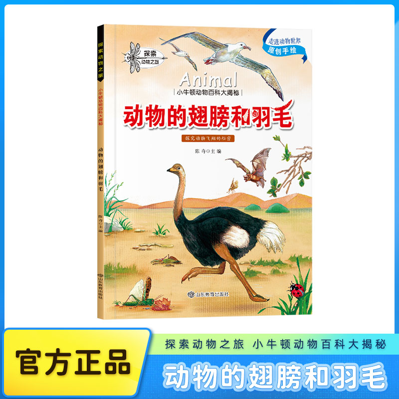 【全彩版】原创手绘插画动物的翅膀和羽毛小牛顿动物百科大揭秘书科普儿童绘本3到6岁阅读一年级必读4到6岁二三年级课外阅读书籍