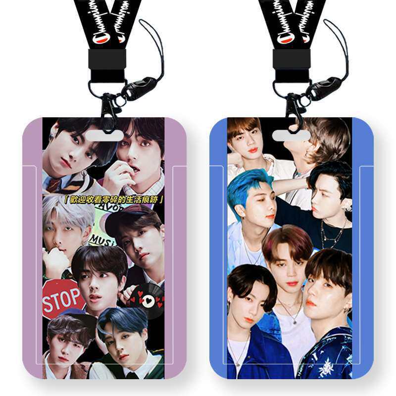 BTS防弹少年团周边 学生卡套校牌公交卡门禁饭卡工作证带挂.