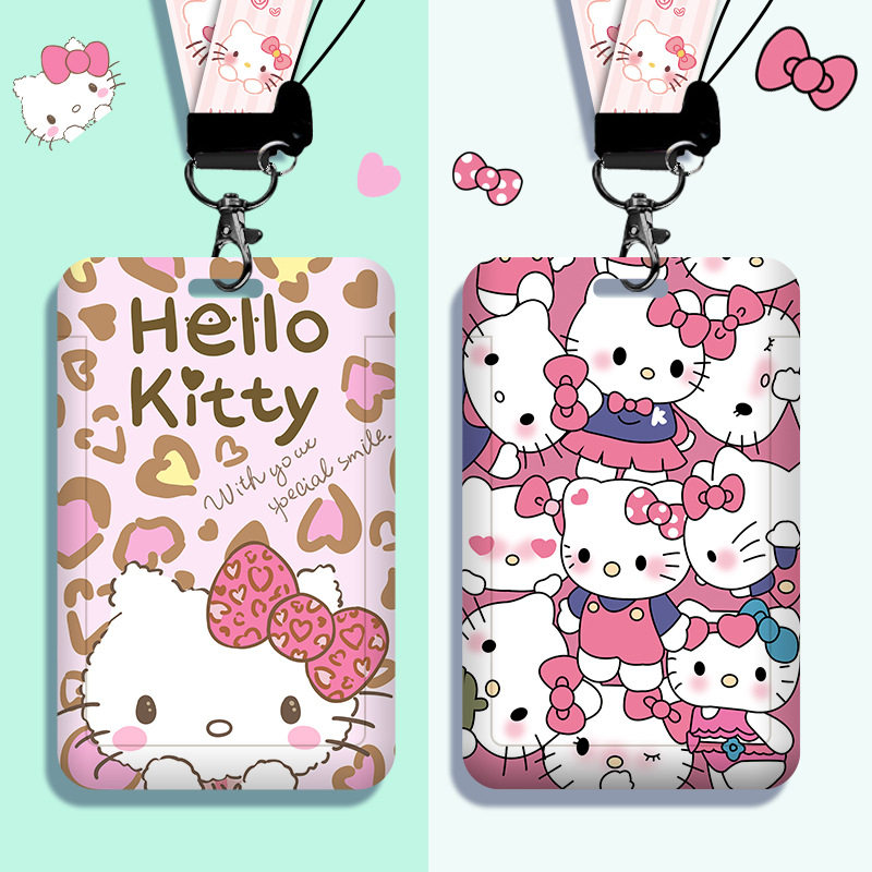可爱kitty猫学生卡套带挂绳挂脖校园卡牌饭卡地铁门禁卡证件