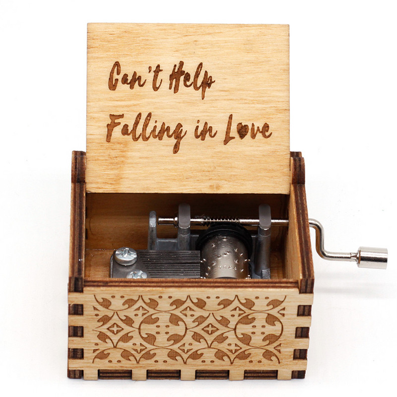 极速Can't Help Flalling In Love Wood Hand Crank Music Box Lo