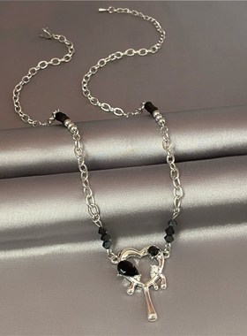 极速爱心锆石项链女l夏轻奢小众设计甜酷风辣妹配饰锁骨链2024年