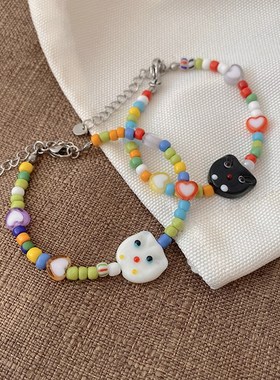 极速童趣搞怪可爱卡通手錬u女款夏ins小众设计闺蜜手串甜美多巴胺