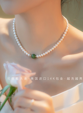 极速《青黛》2024年新款珍珠项链轻奢小J众和田玉毛衣链秋冬设计