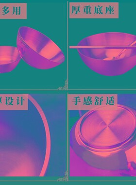 新品铜饭碗金g饭碗铜餐具摆件纯铜筷子铜勺子套装加厚大小号家供