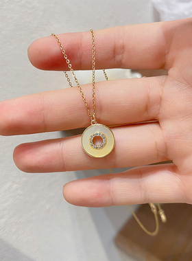 极速迷你圆形镂空项链珍珠锁骨链桃F心饰品夏季甜美小众女设计感