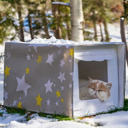 新品户外流浪猫窝猫咪睡觉床屋防水防雨I四季通用狗窝封闭式夏季