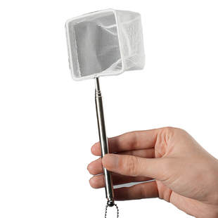 极速捞鱼网小型观赏鱼孔雀鱼斗鱼鱼缸3D不锈钢伸缩手抄Z鱼捞网兜
