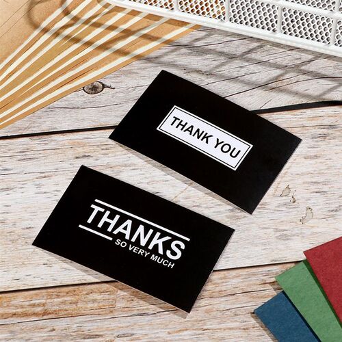 新品50PCS Black White Thank You Cards Greeting LabelsY Appre