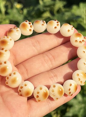 极速高密炭烧猫爪菩提根手串白玉B菩提子手錬小猫爪指尖文玩绕指