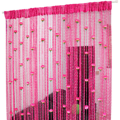 极速Door String lCurtain Rose Flower Window Thread Curtain H