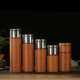 极速中式便携水杯手工竹编茶杯茶水分离H竹丝大肚杯女杯保温杯泡