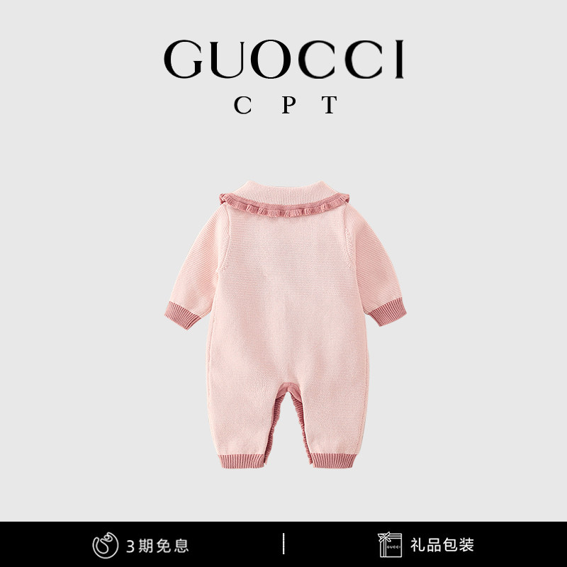 极速婴儿衣服秋冬l连身毛衣女宝宝满月公主服可爱粉色网红爬服套
