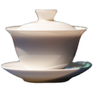 极速不秋草堂猪油白三才盖碗 细腻通透开沿K宽不烫手130ml好用入