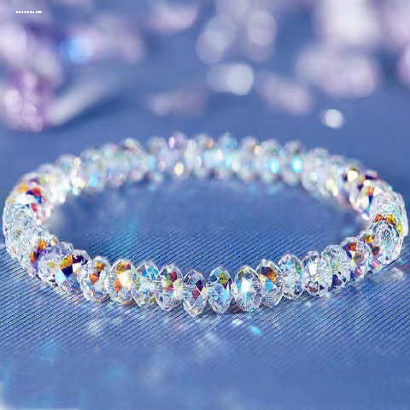 极速儿童彩虹水晶彩色手链女童串D珠亲子端午节五彩手镯糖果手串