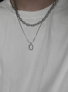 极速日系冷淡风项链男潮嘻哈搭配衣服G配饰小众个性挂件百搭钛钢