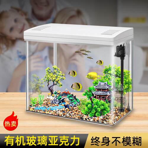 新品鱼缸家用客厅小型造景过滤一体生态水族箱超S白塑料饲养生态