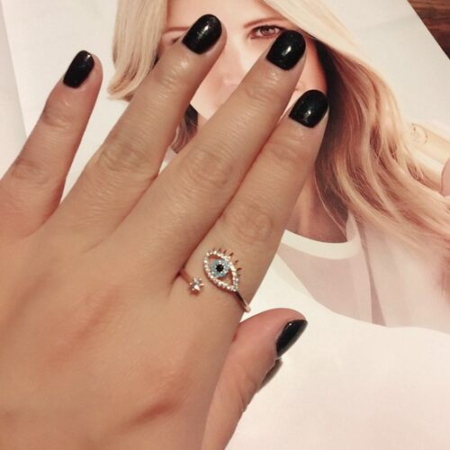 新品SIPENGJEL iTiny Trendy Cubic Zirconia green Eye Rings Ro
