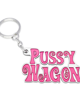 极速Zinc Alloy PUSSY WAGON Keychain PiInk Letter Key Chains
