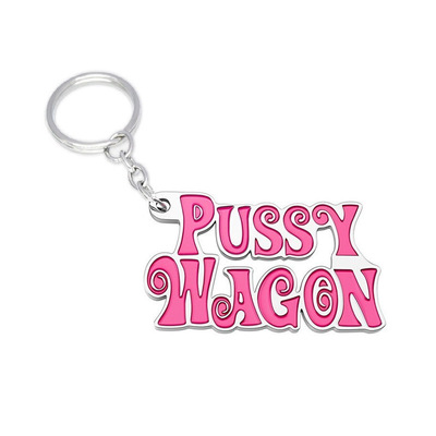 极速Zinc Alloy PUSSY WAGON Keychain PiInk Letter Key Chains