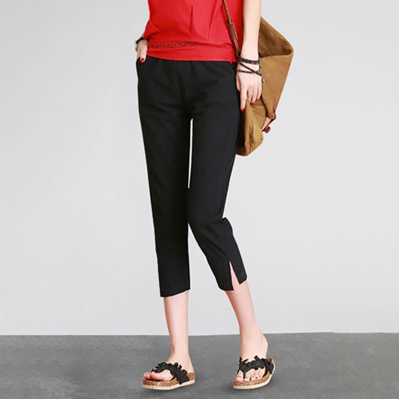 极速孕妇裤子夏季薄款外穿七分y裤时尚潮妈打底春夏中裤白色开叉