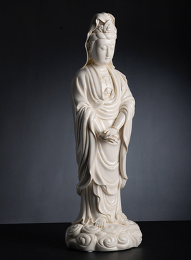 新品戴玉a堂《祥云观音》仿古瓷省级大师周金田收藏佛像菩萨像陶