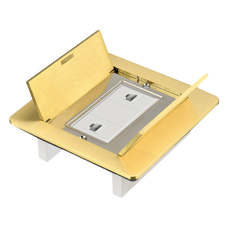 极速开启式全铜地插防水二位双网络超六类网口地插6类Z电脑网线地