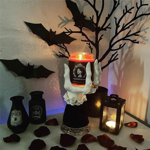 新品Witchd Hand Candlestick Halloween Decor Resin Candle Hol