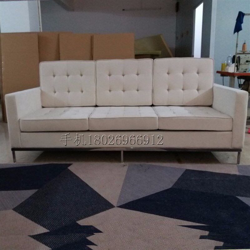 新品拉扣办公家具接o待会议酒店三人位美式布艺沙发北欧简约小户