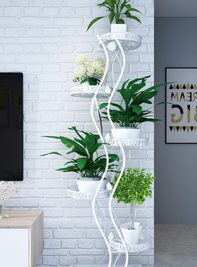 极速Flower Shelf Rack Wrought Iron MultiK-layer Mobile Pulle