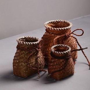 极速竹编鱼篓手工制品竹篓小竹篮竹篮子采茶篓收纳筐文Y艺舞蹈演