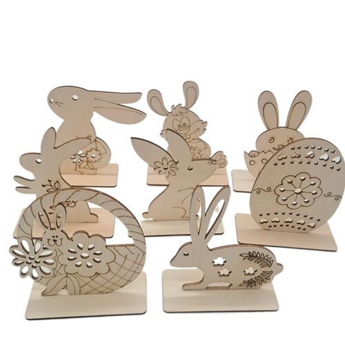 新品1pc Easter Wooden Hollow EgBg Ornament Multi Type Rabbit